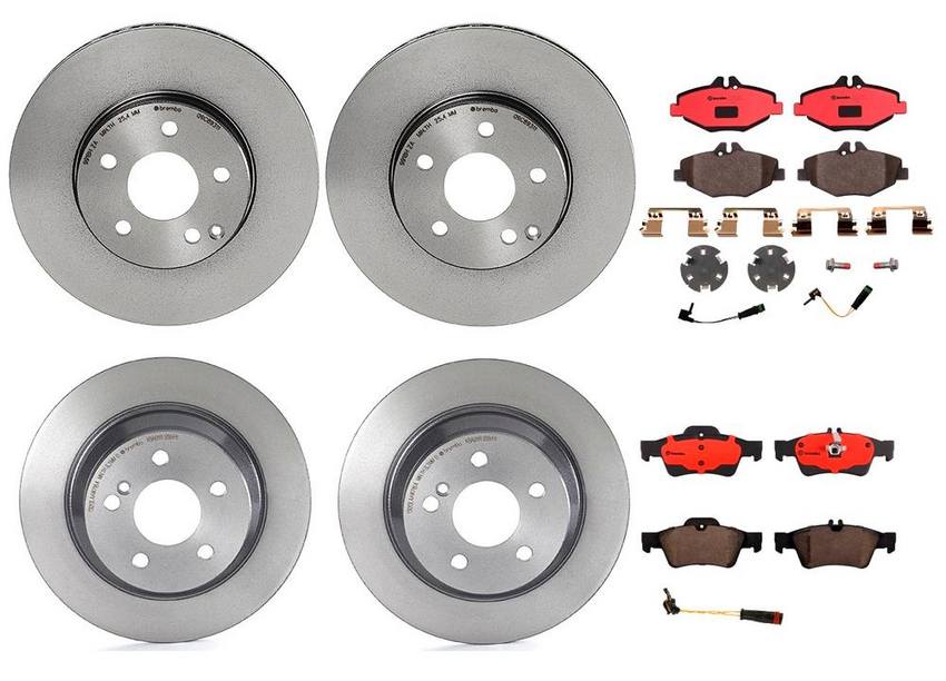 Mercedes Brakes Kit - Pads & Rotors Front and Rear (295mm/300mm) (Ceramic) 211421081264 - Brembo 1639627KIT